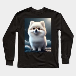 Cute white pomeranian Long Sleeve T-Shirt